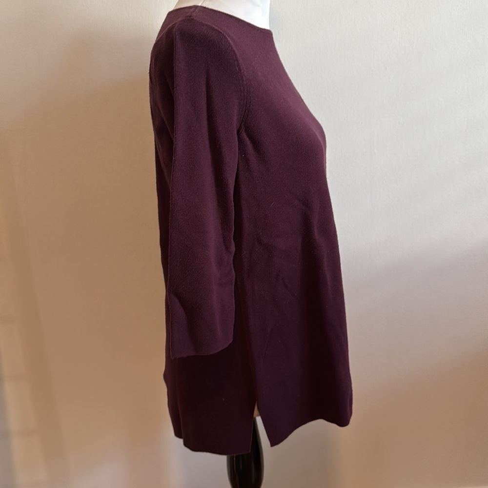 Chico’s Raspberry Ribbed Elbow Sleeve Ribbed Boat Neck Tunic Pullover - Picture 3 of 5